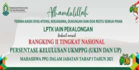 SELAMAT! LPTK PPG IAIN PEKALONGAN PERINGKAT 2 UKMPPG